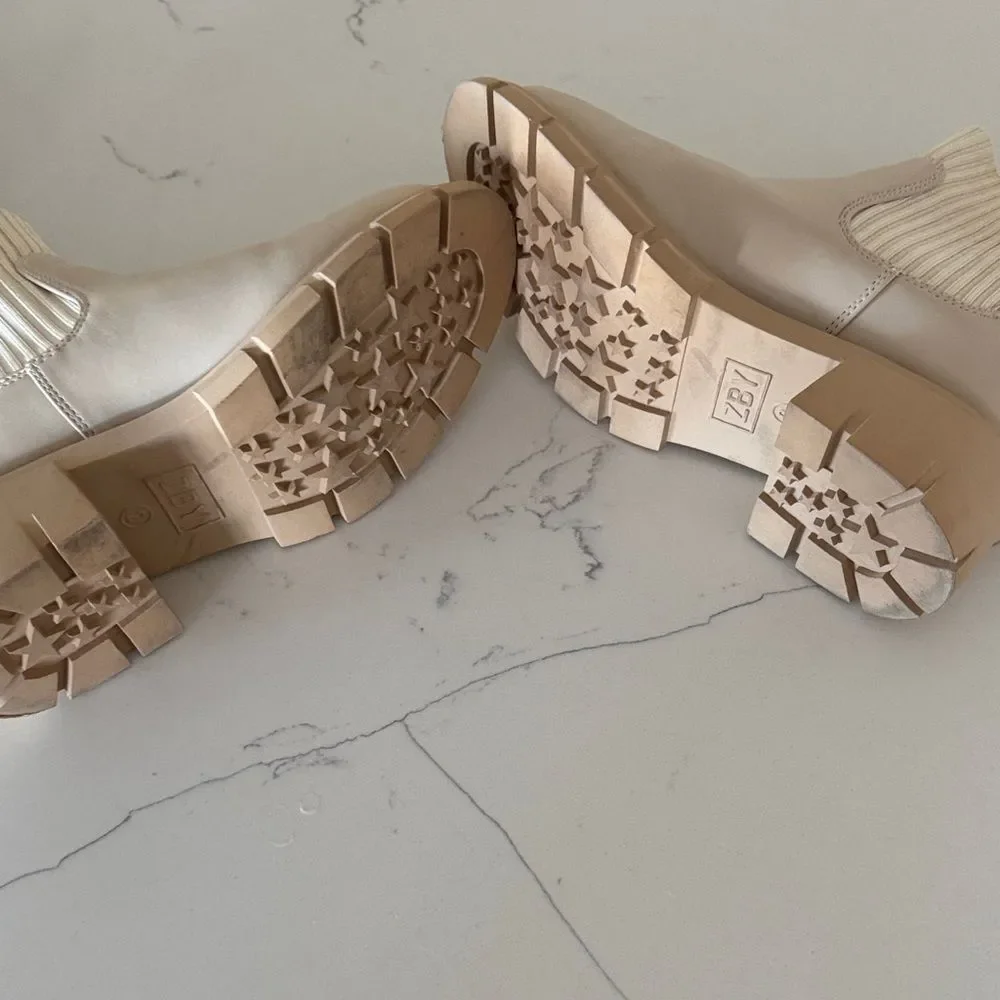 Stylish Cream Kids Ankle Boots